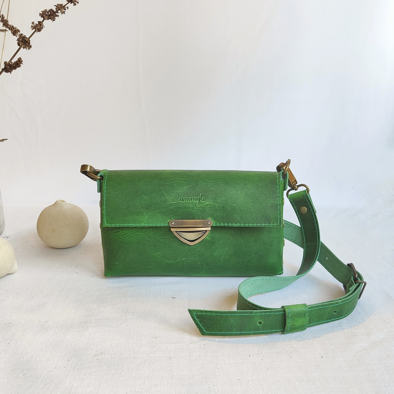 Kožená kabelka MidiMe (crazy zelená)