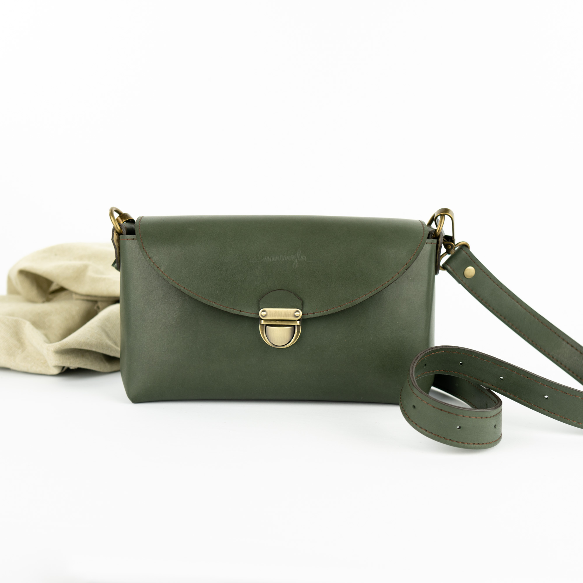 Kožená kabelka Esme (army green)