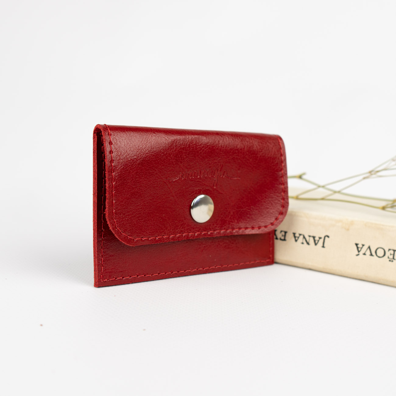 Kožená mini peňaženka (červená)