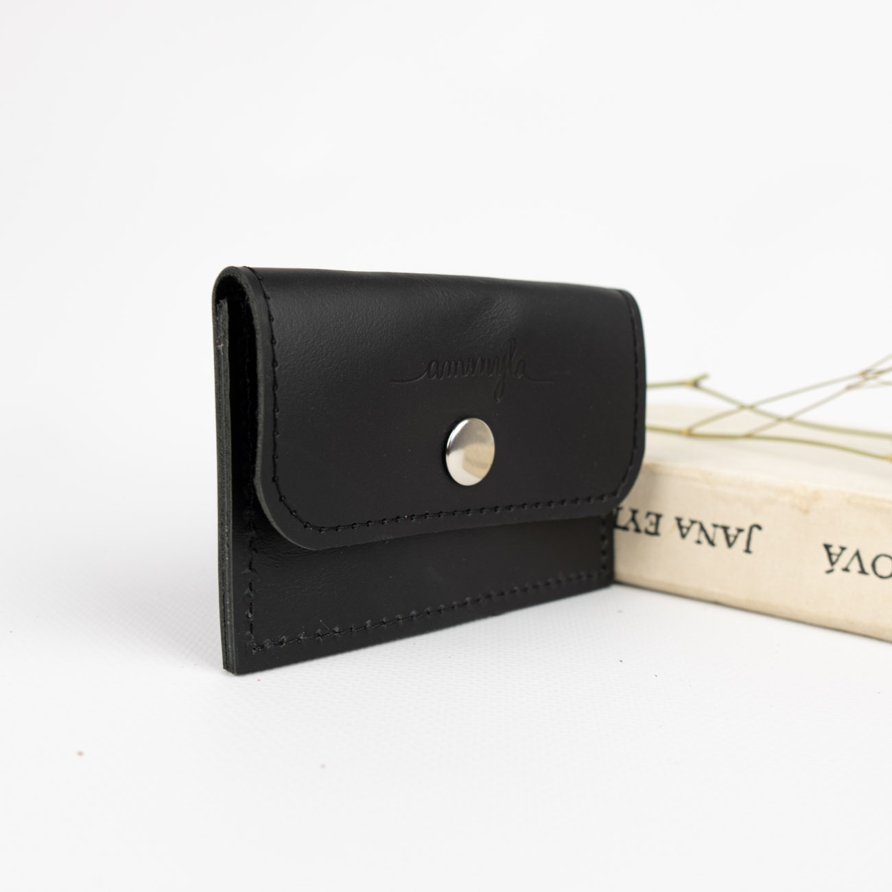 Kožená mini peňaženka (čierna)