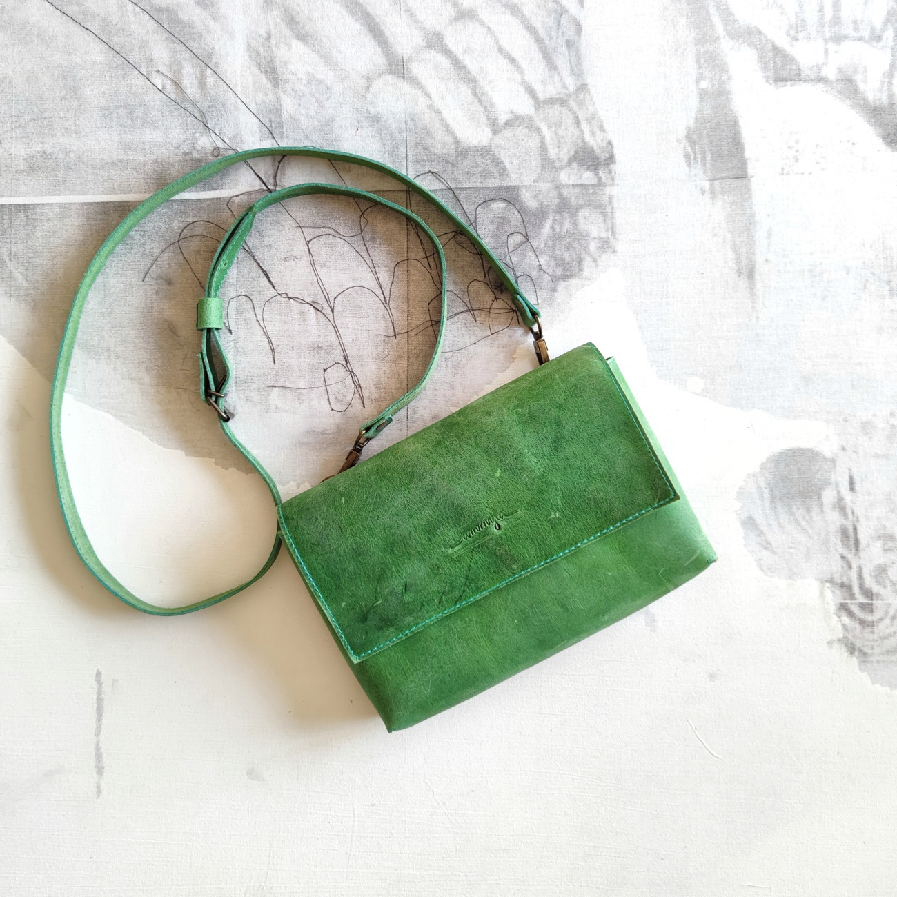 Kožená kabelka SimpleMe (crazy green)