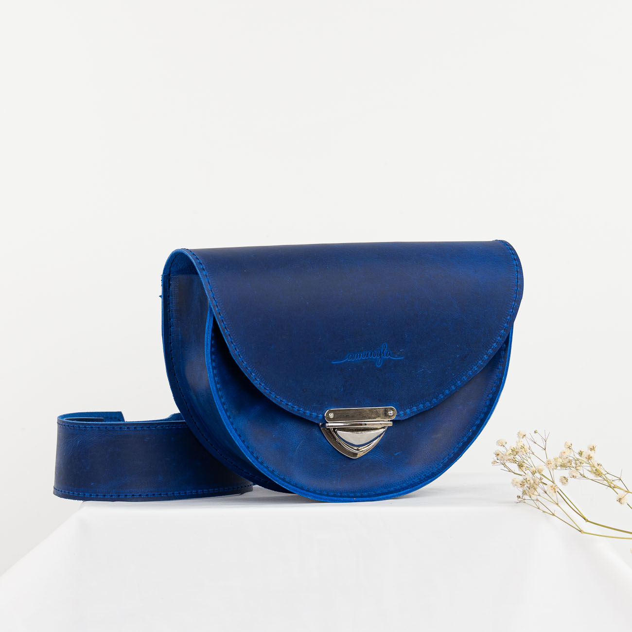 Kožená kabelka Daphne Raw (crazy modrá)