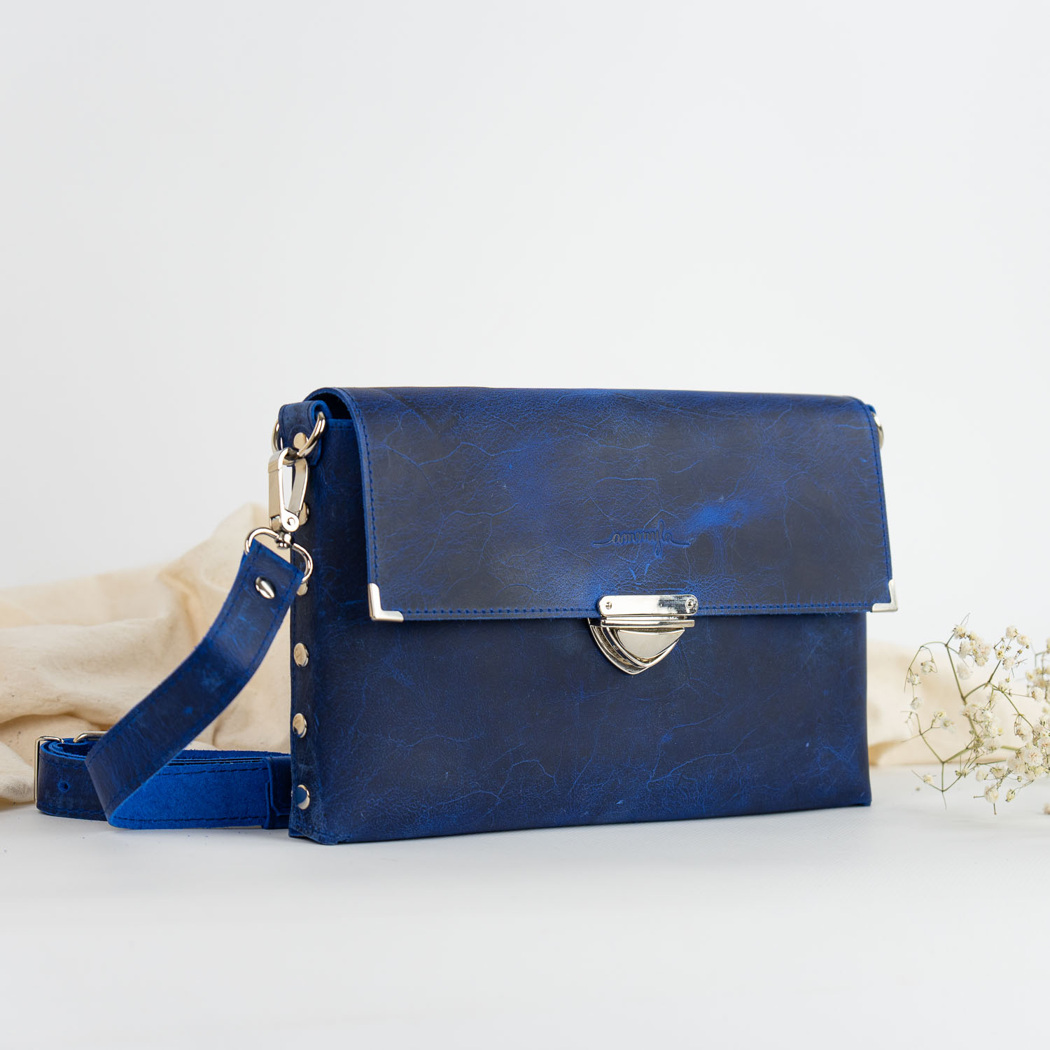 Kožená kabelka MaxiMe (crazy modrá)
