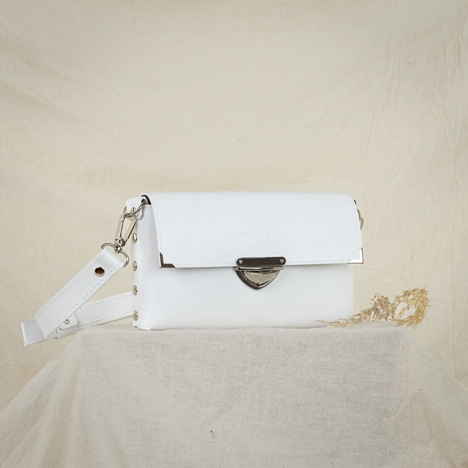 Kožená kabelka MidiMe (biela)