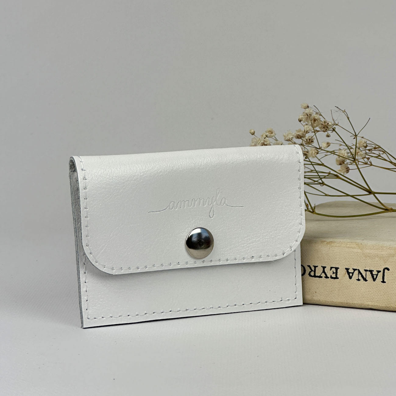 Kožená mini peňaženka (biela)