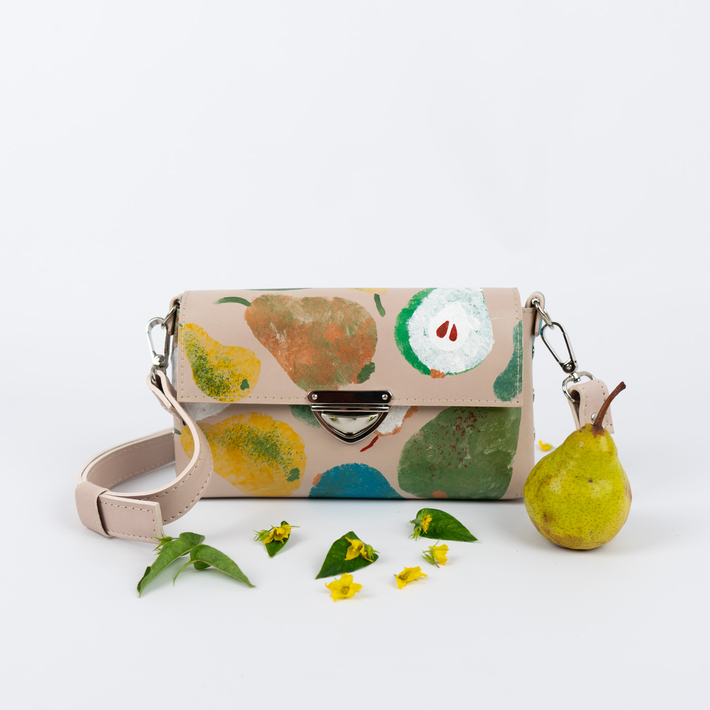 Kožená kabelka MidiMe Sweet Pears (ručne maľovaná)