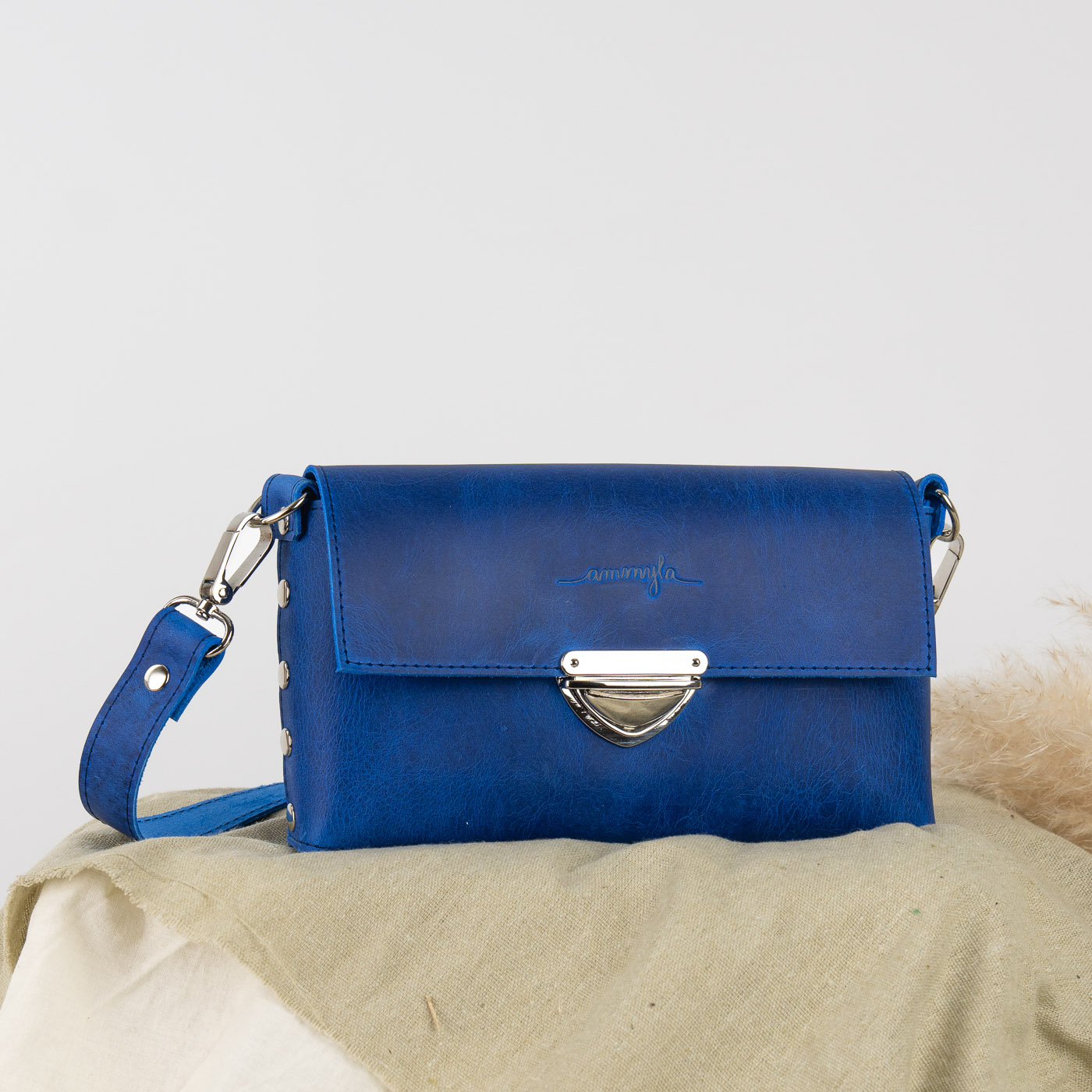 Kožená kabelka MidiMe (crazy blue)